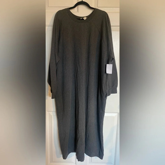 Treasure & Bond Grey Sweatshirt Midi Dress Plus Size Sweater Dress 3X - Picture 5 of 8
